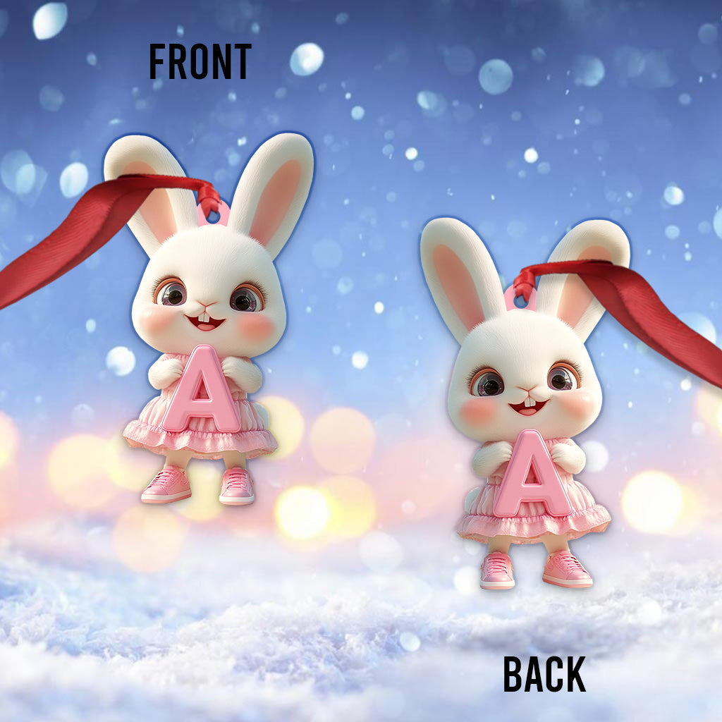 Ornement lettre lapin mignon - Ornement personnalisé pour enfant