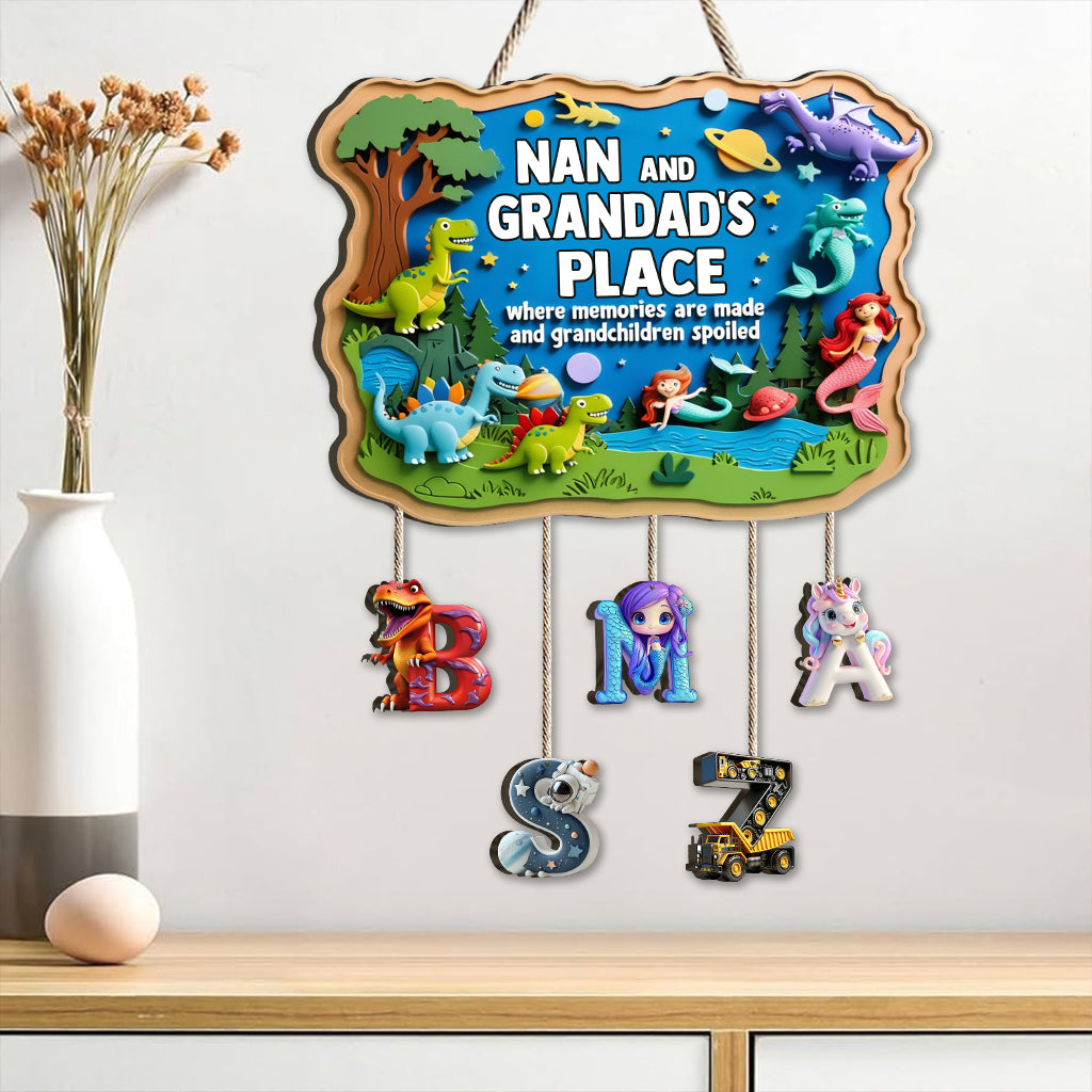Der Ort von Oma und Opa, wo Erinnerungen entstehen – personalisiertes Familienschild aus Palettenholz