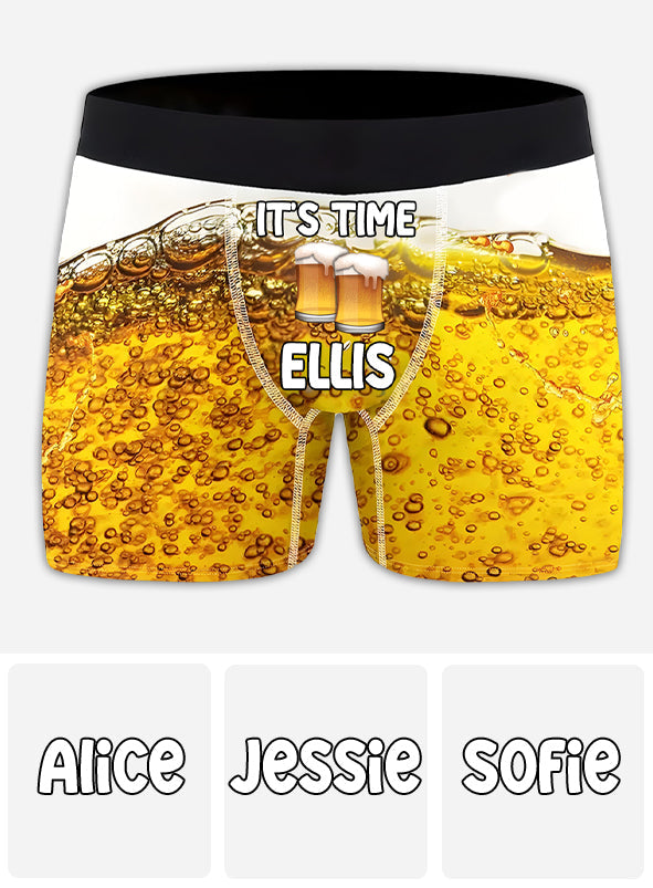 C'est l'heure ! – Boxers personnalisés pour hommes sur le thème de la bière
