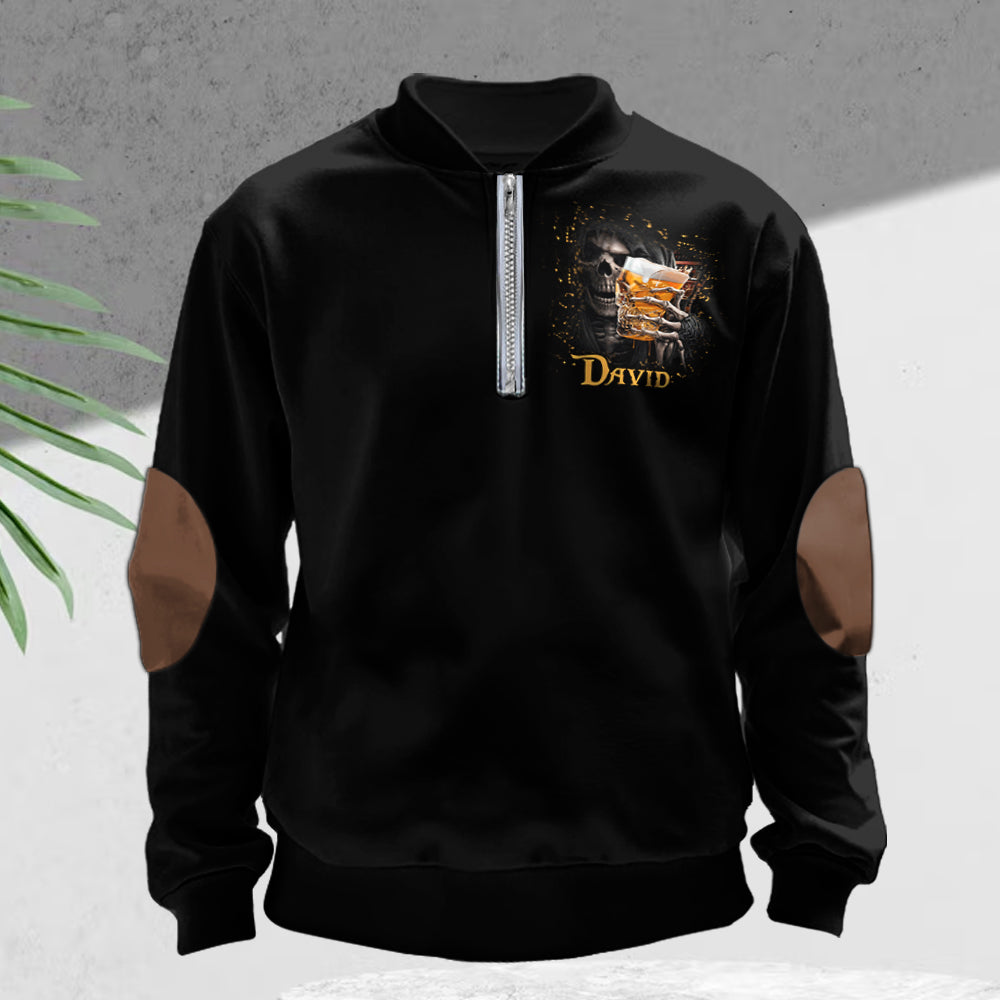 Lass uns ein Bier trinken – Personalisiertes Bier-Herren-Sweatshirt mit Reißverschluss
