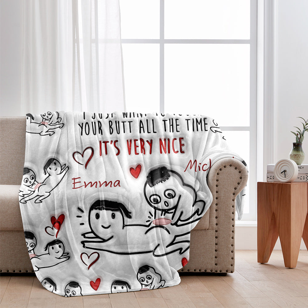 Your Butt Is Bonus - Personalized Couple Blanket