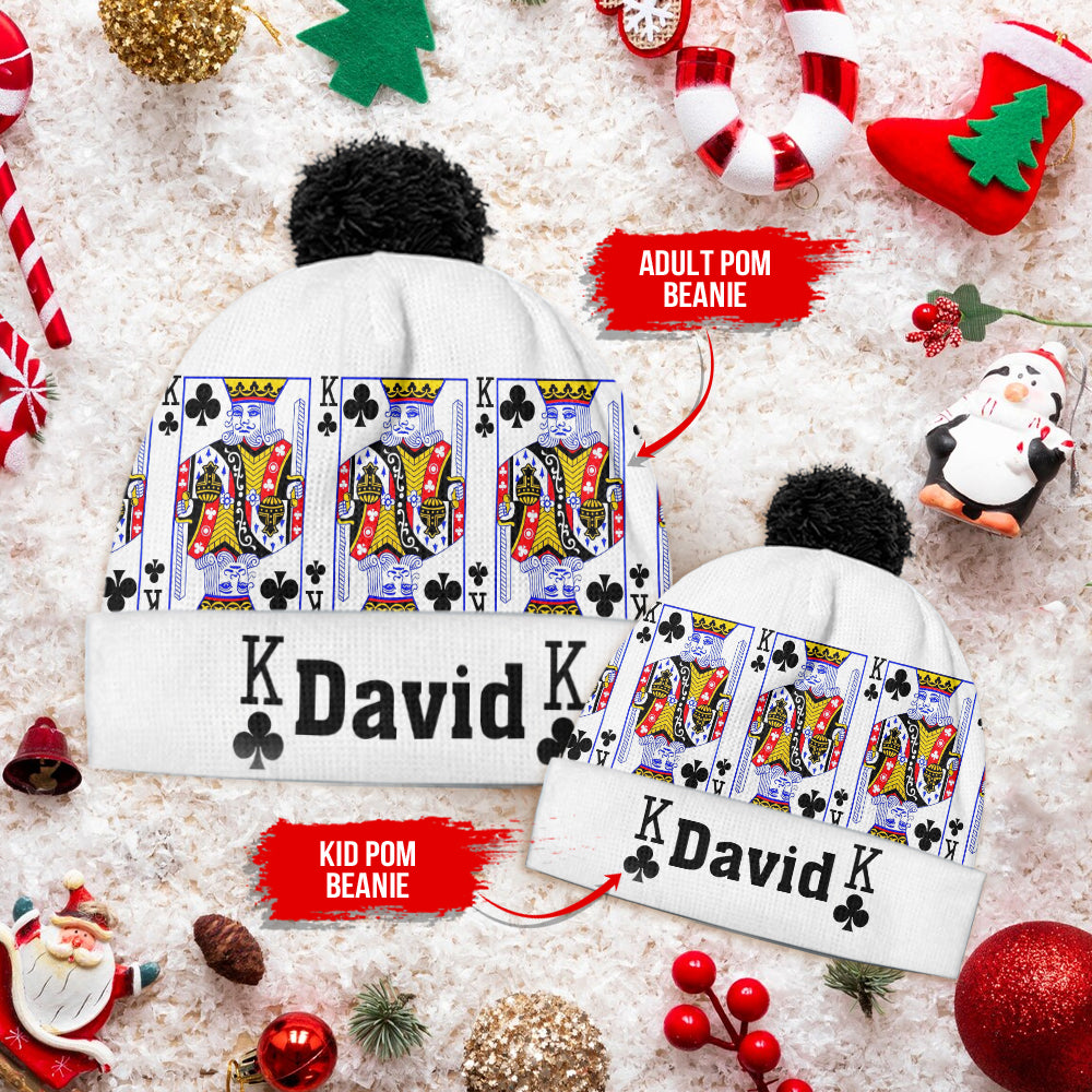 King And Queen - Personalized Couple Beanie Hat