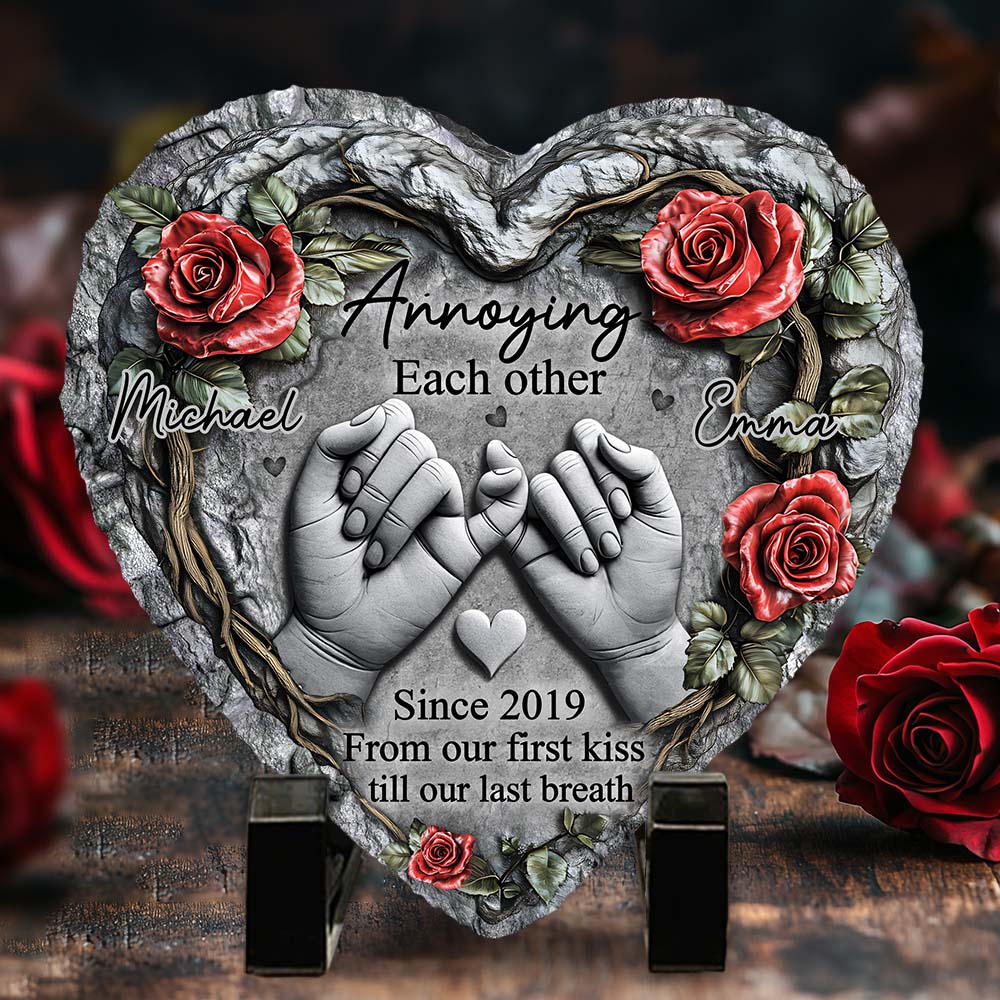 Till Deadth Do Us Part - Personalized Couple Heart Shaped Stone