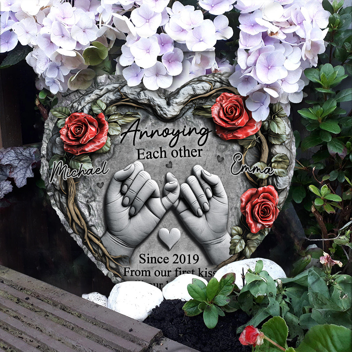 Till Deadth Do Us Part - Personalized Couple Heart Shaped Stone