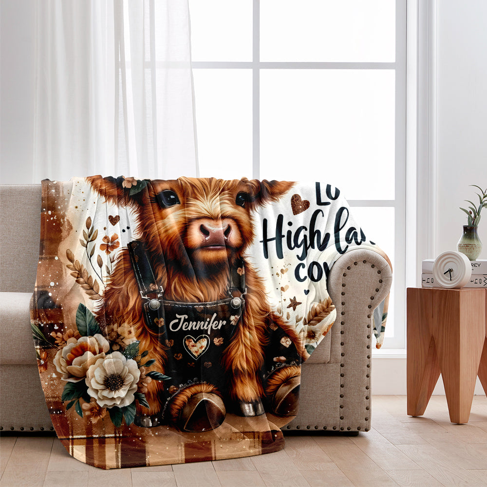 Personalisierte Decke für ein Mädchen, das Hochlandrinder liebt