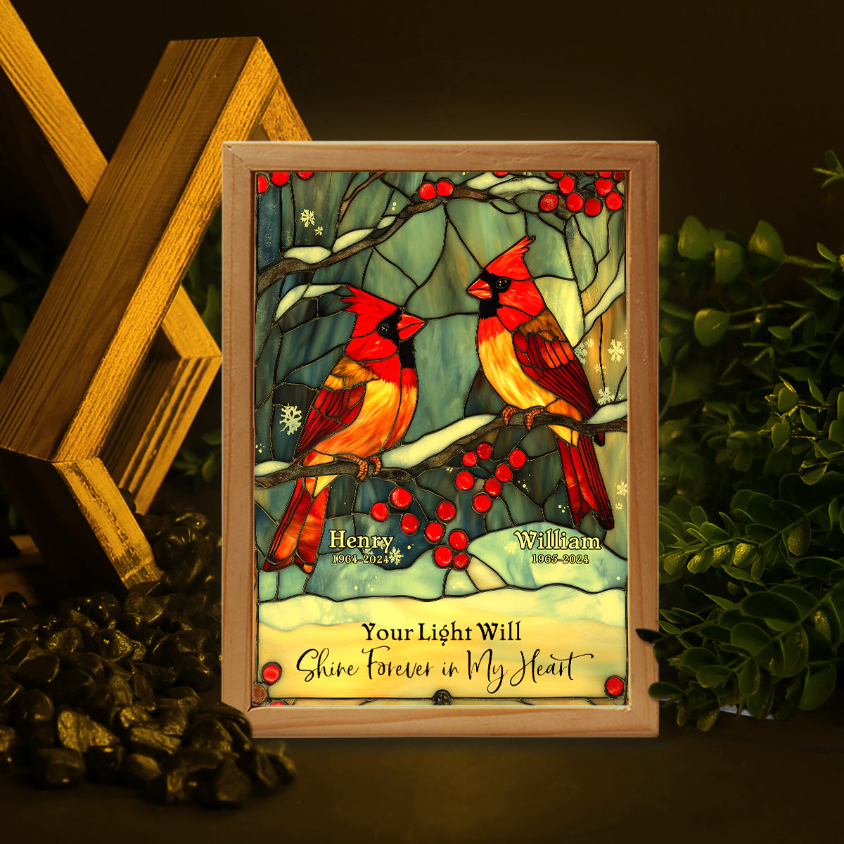 Your Light Will Shine Forever In My Heart - Personalized Memorial Picture Frame Light Box