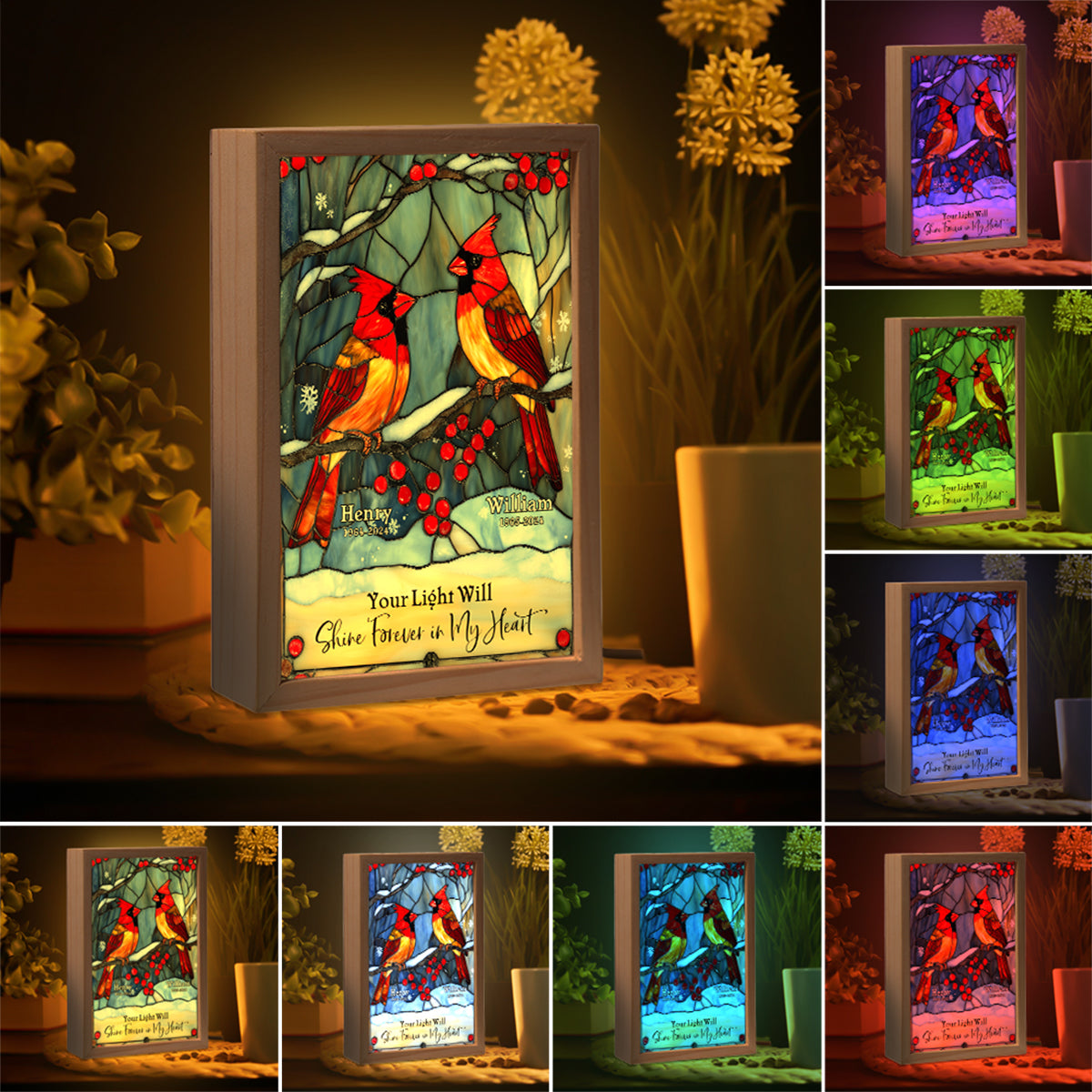 Your Light Will Shine Forever In My Heart - Personalized Memorial Picture Frame Light Box