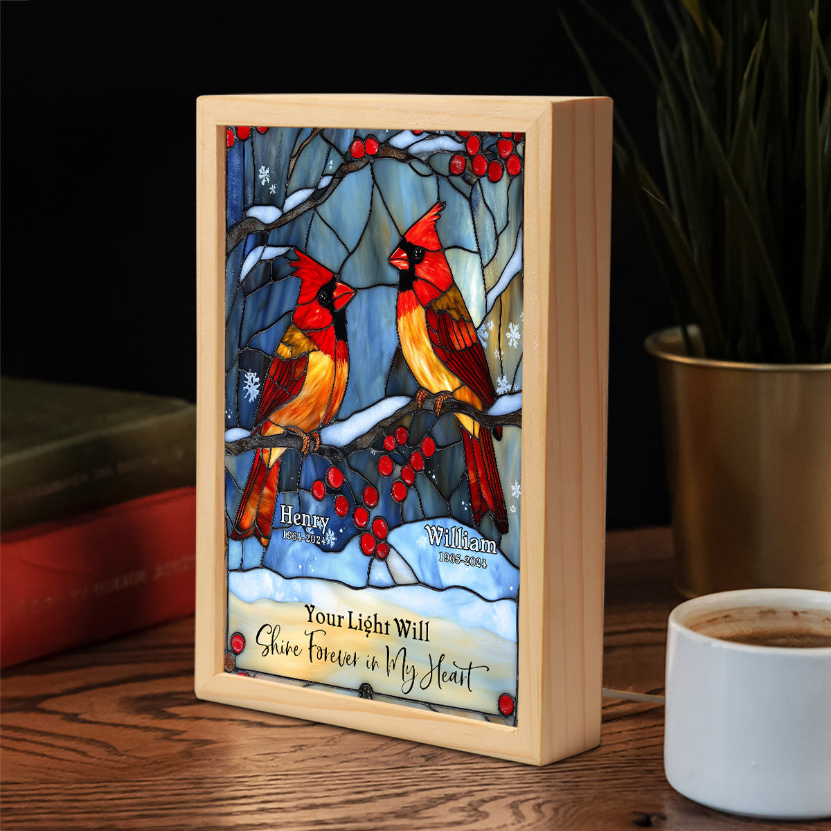 Your Light Will Shine Forever In My Heart - Personalized Memorial Picture Frame Light Box