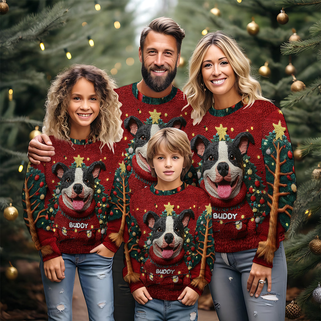 Pull de Noël humoristique pour pitbull - Pull moche personnalisé pour chien