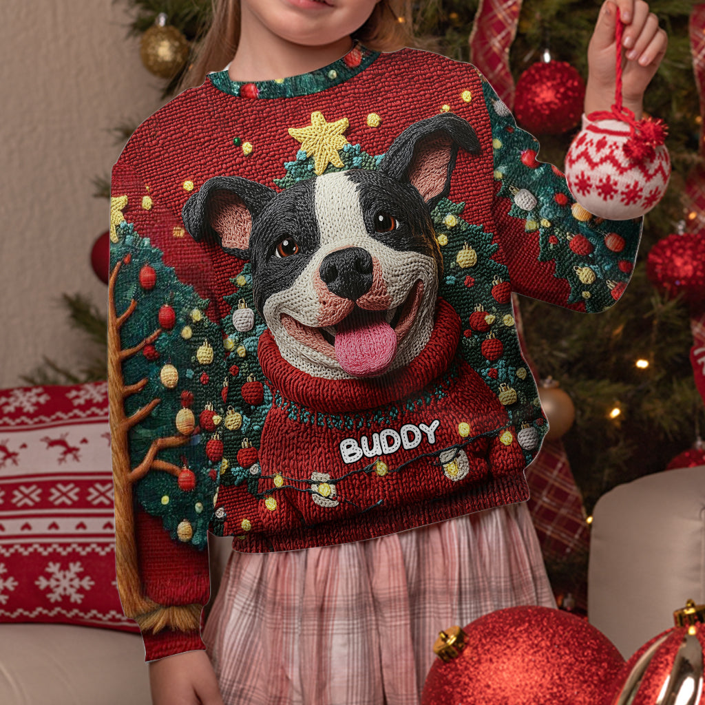 Pull de Noël humoristique pour pitbull - Pull moche personnalisé pour chien