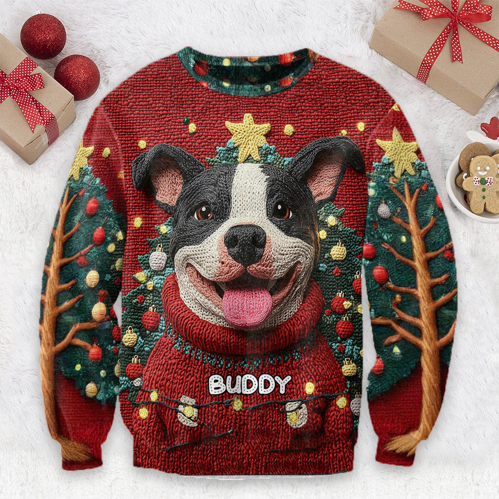 Pull de Noël humoristique pour pitbull - Pull moche personnalisé pour chien