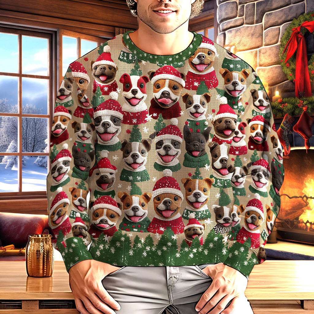 Pull de Noël à motif pitbull - Pull moche pour chien