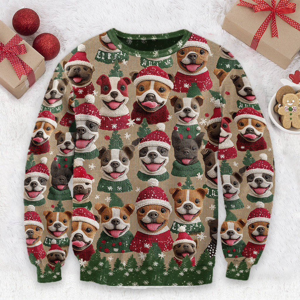 Pull de Noël à motif pitbull - Pull moche pour chien