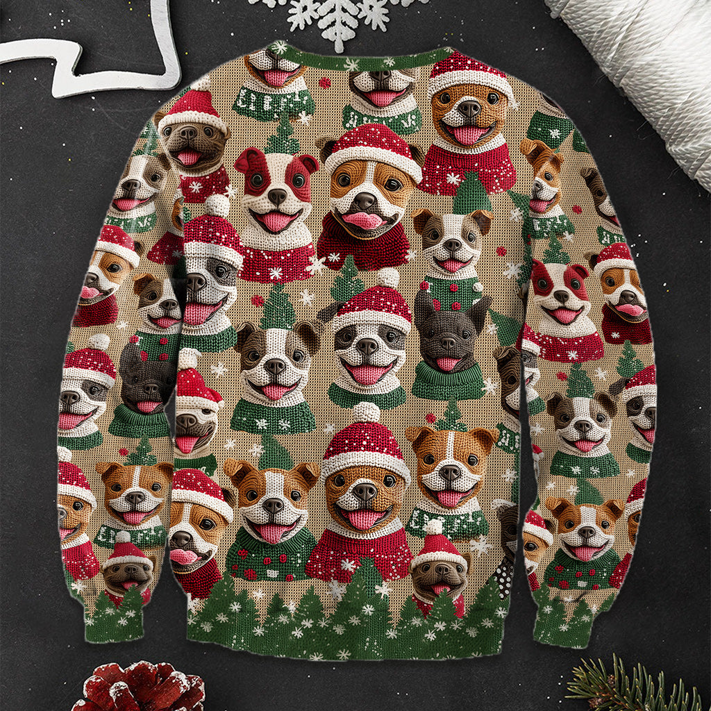 Pull de Noël à motif pitbull - Pull moche pour chien