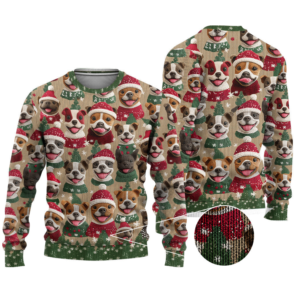 Pull de Noël à motif pitbull - Pull moche pour chien