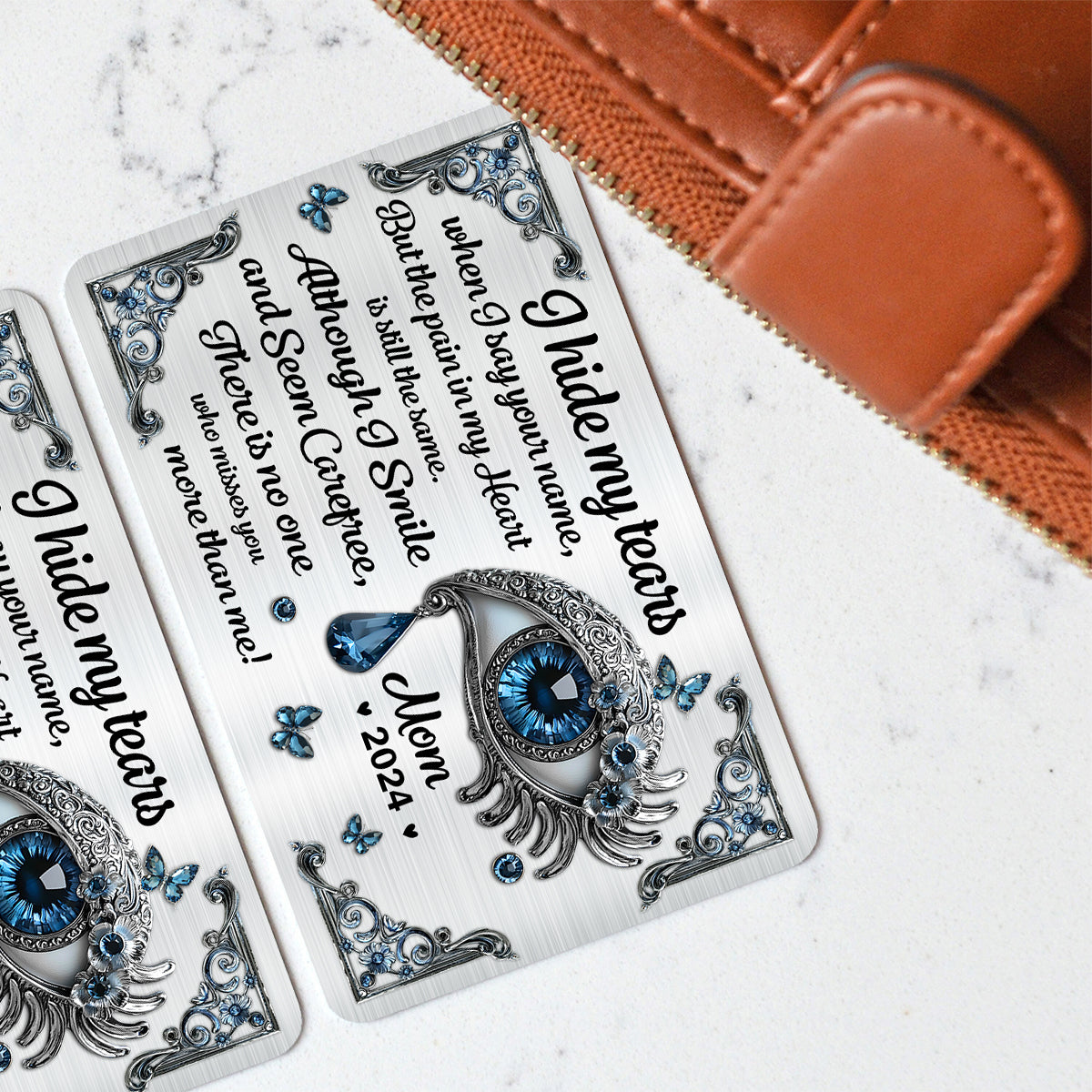 I Hide My Tears - Personalized Memorial Wallet Insert Card