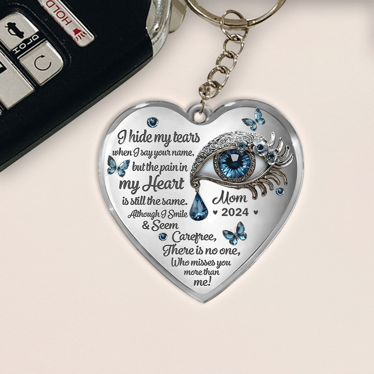 I Hide My Tears - Personalized Memorial Keychain