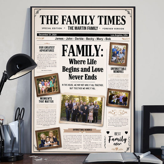 Family Newspaper - Personalized Family Canvas And Poster
