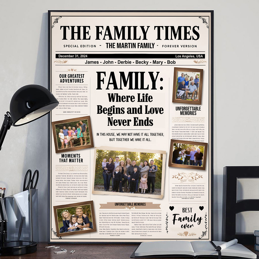 Family Newspaper - Personalized Family Canvas And Poster