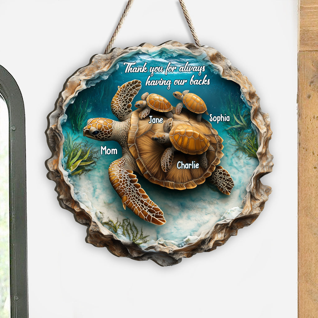 Thanks for Always Having Our Backs - Personalized Mother Custom Shaped Wood Sign