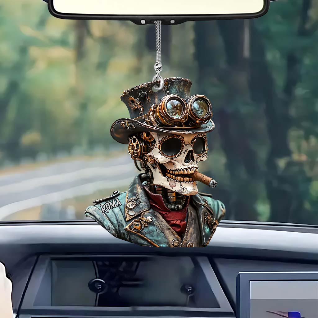 Steampunk-Schädel – Personalisierter Totenkopf-Autoanhänger