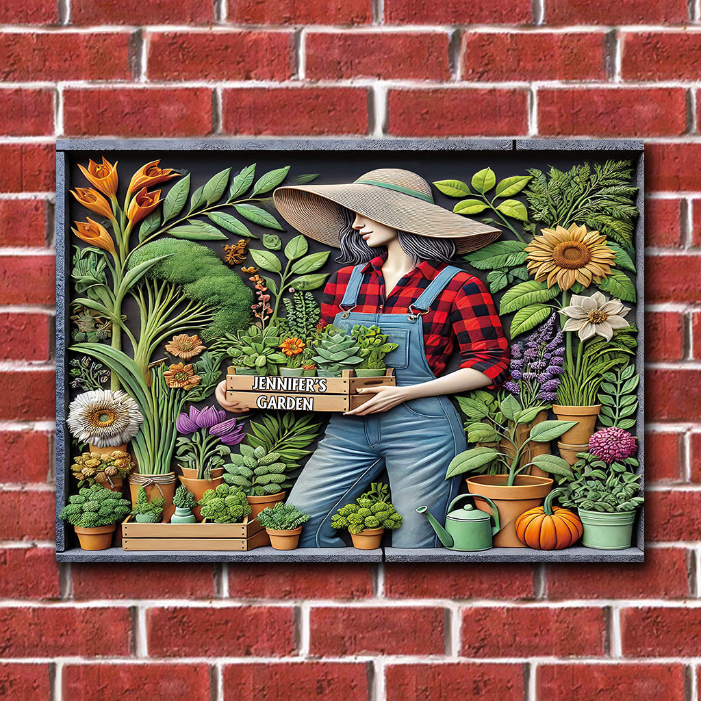 Love Gardening - Personalized Gardening Rectangle Metal Sign