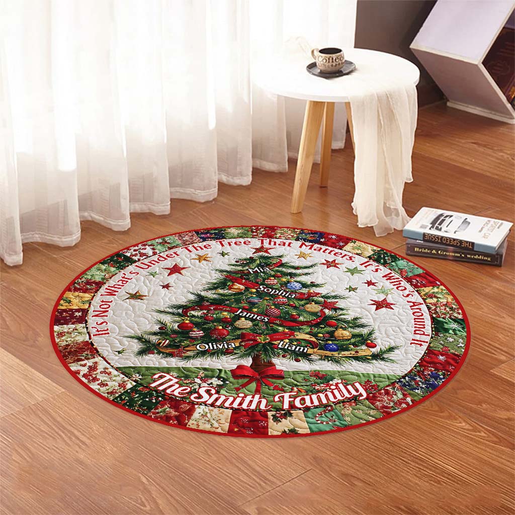 Merry Christmas - Personalized Family Round Rug