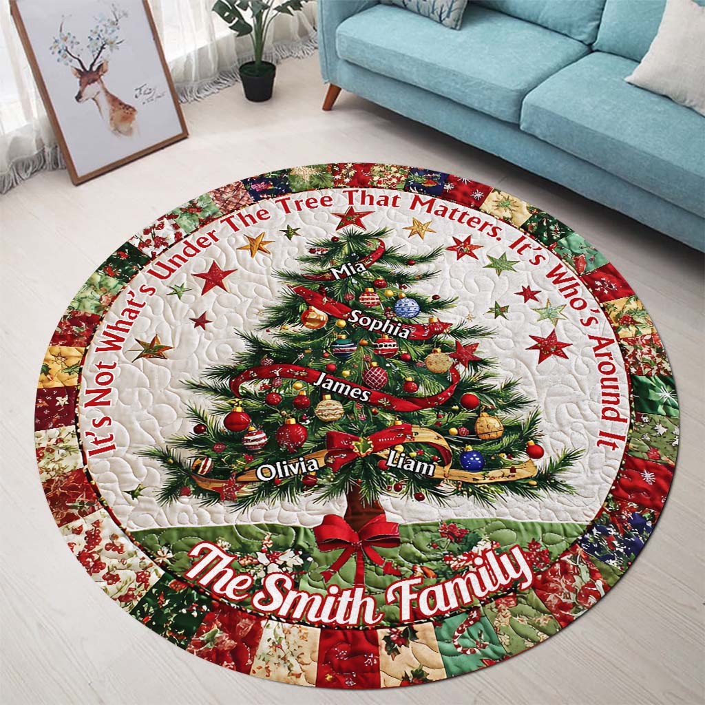 Merry Christmas - Personalized Family Round Rug