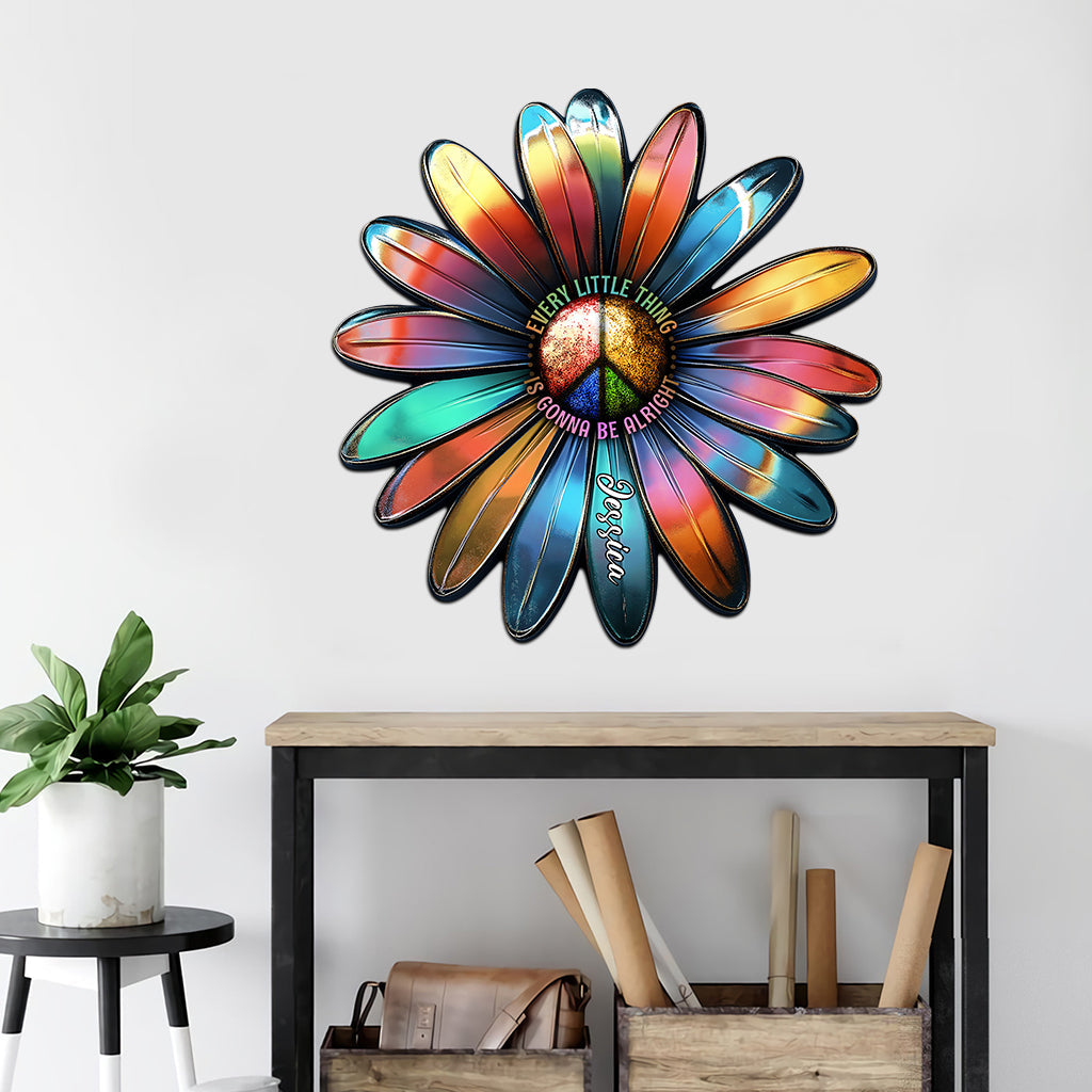 Tout ira bien - Panneau métallique personnalisé style hippie