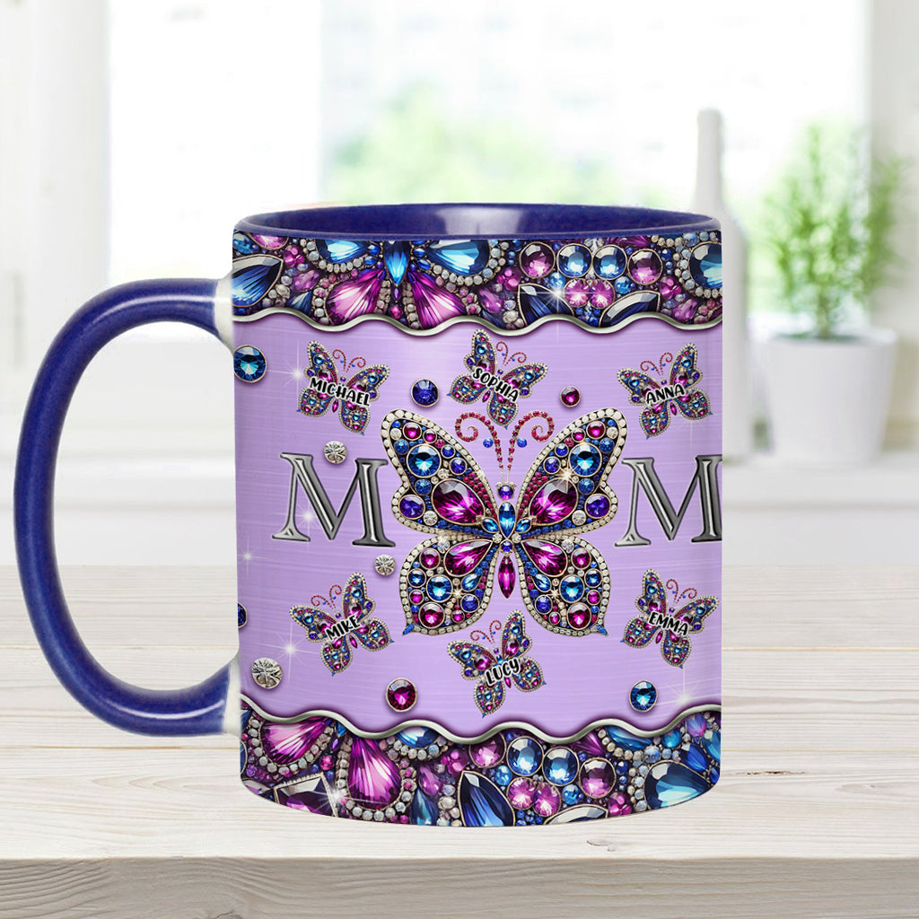 Mom And Children Butterflies - Personalized Mother Accent Mug
