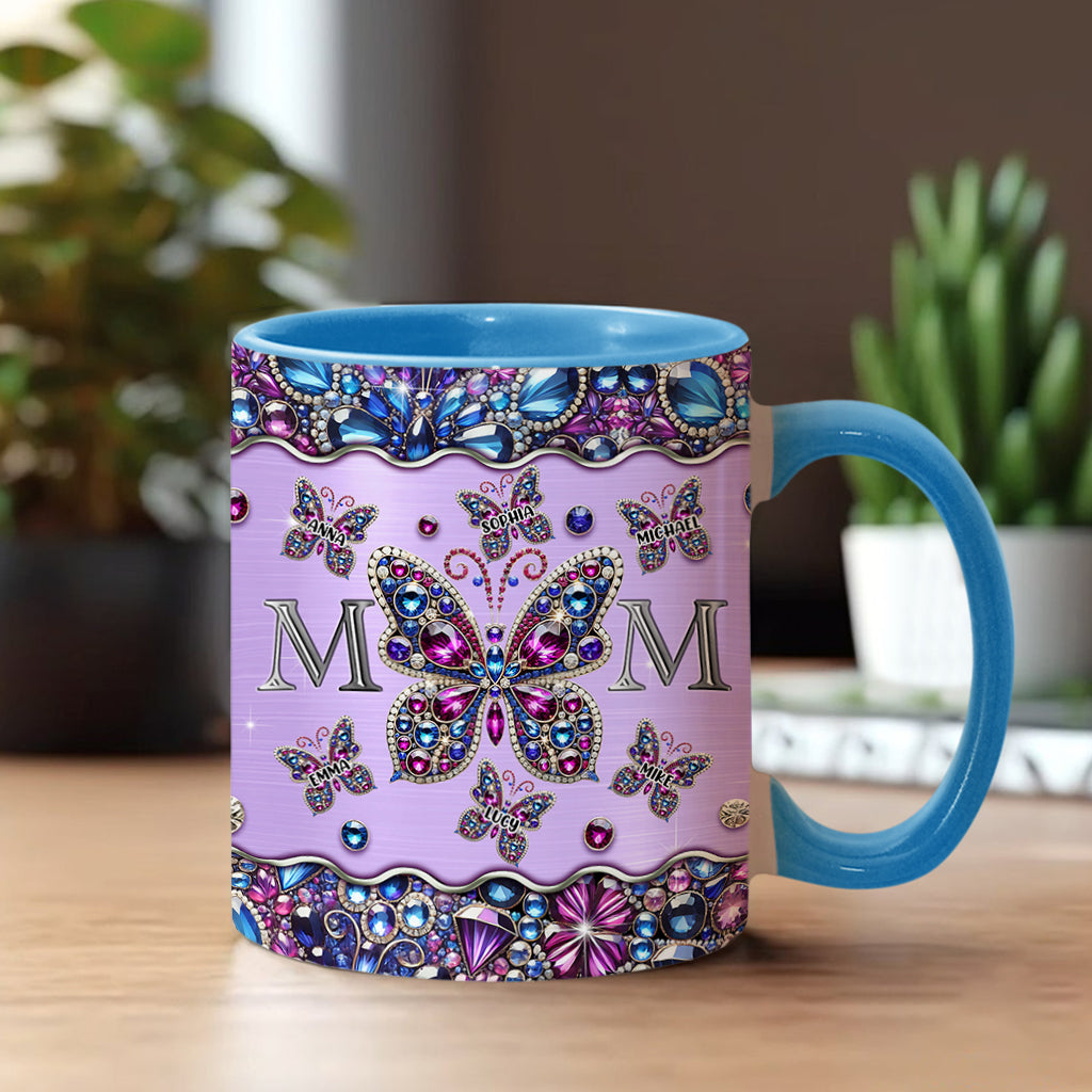 Mom And Children Butterflies - Personalized Mother Accent Mug