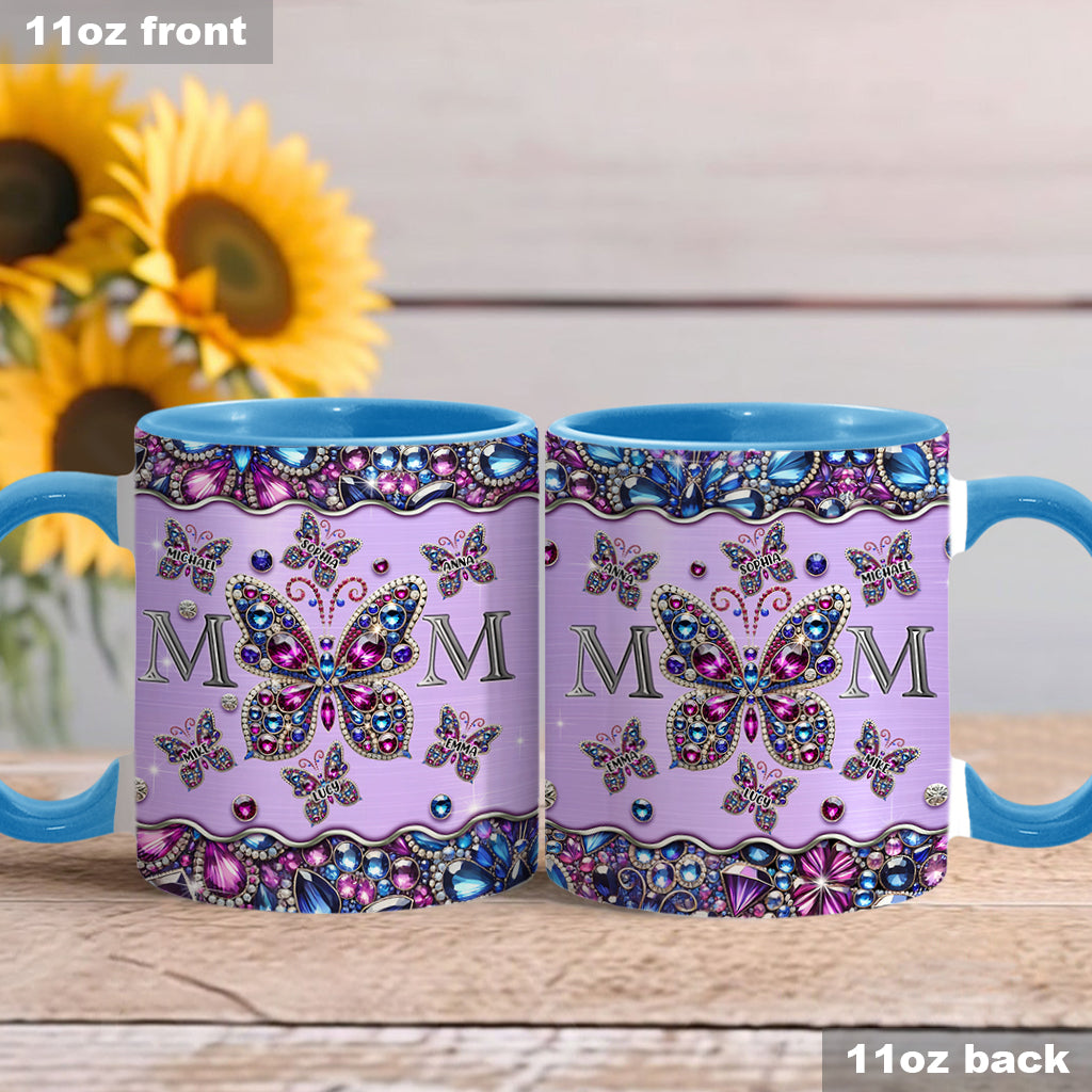 Mom And Children Butterflies - Personalized Mother Accent Mug