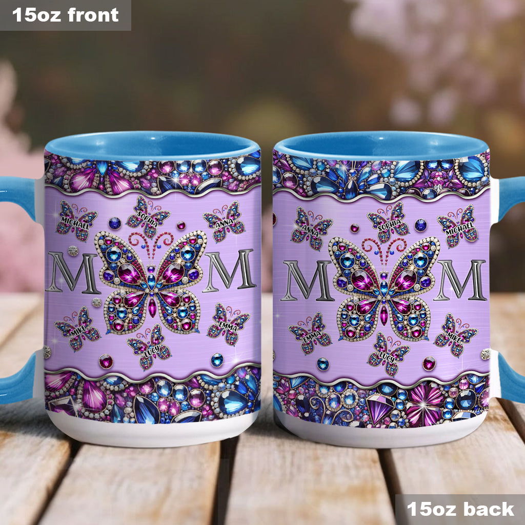 Mom And Children Butterflies - Personalized Mother Accent Mug