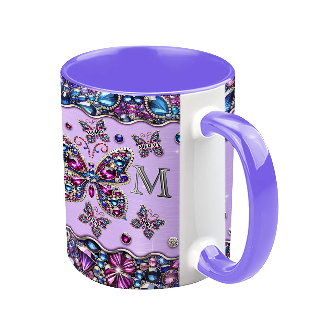 Mom And Children Butterflies - Personalized Mother Accent Mug