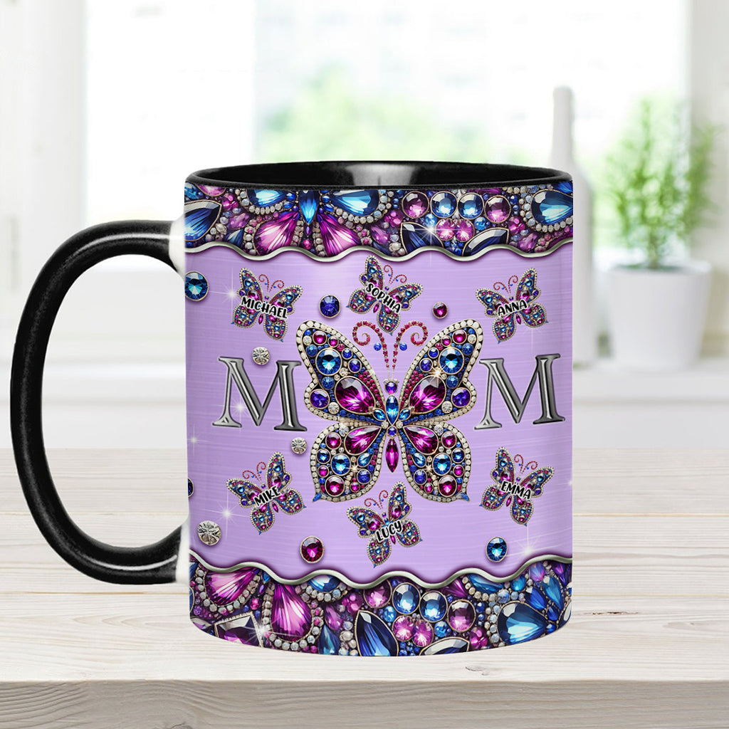 Mom And Children Butterflies - Personalized Mother Accent Mug