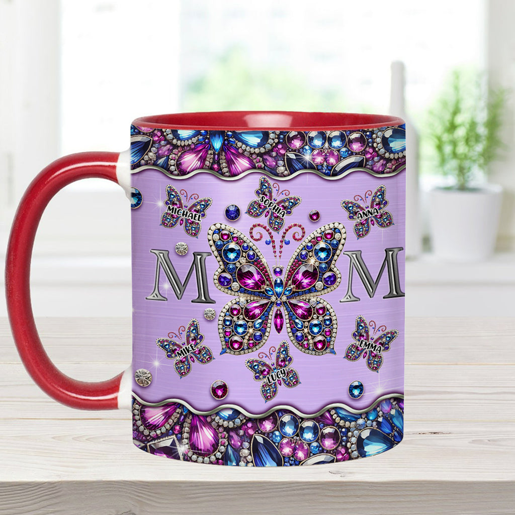 Mom And Children Butterflies - Personalized Mother Accent Mug