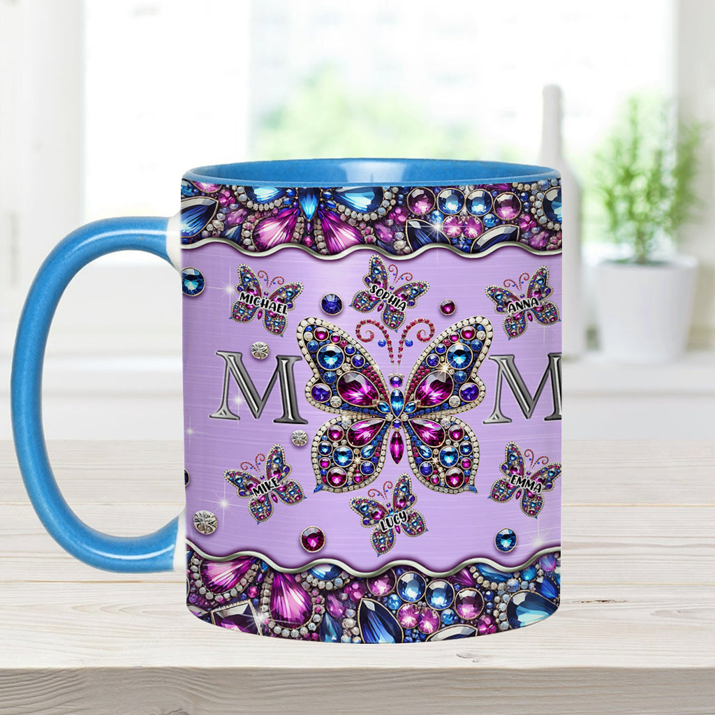 Mom And Children Butterflies - Personalized Mother Accent Mug