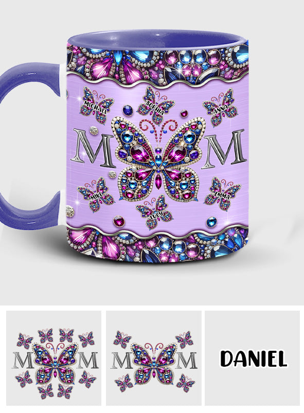 Mom And Children Butterflies - Personalized Mother Accent Mug