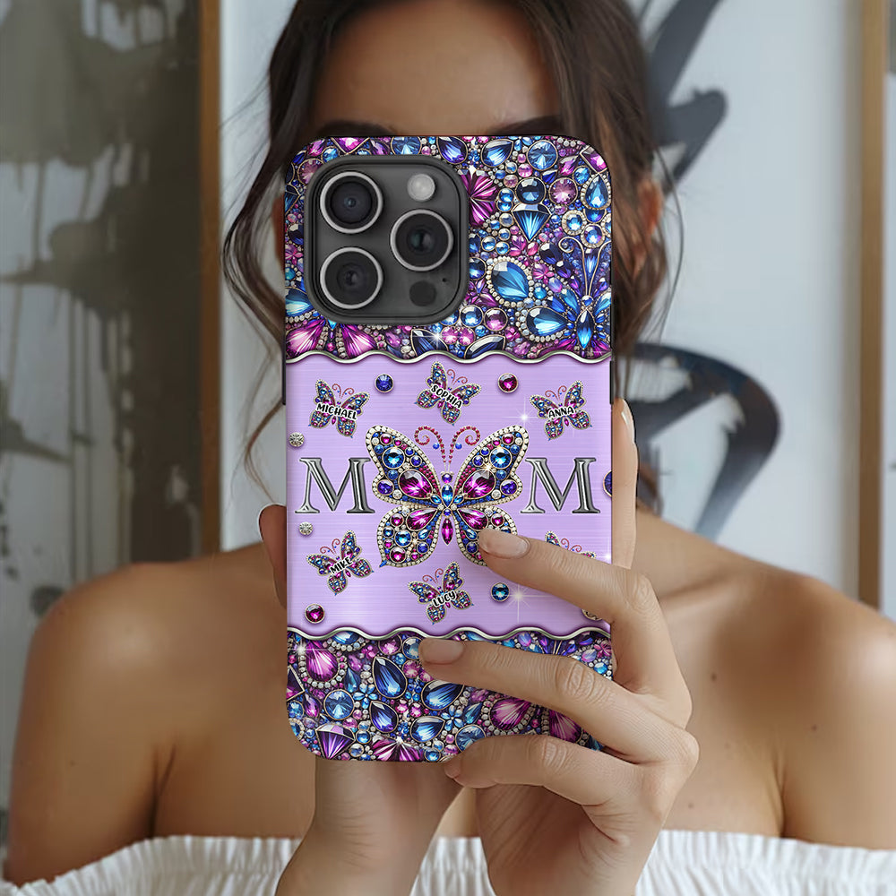 Mom And Children Butterflies - Personalized Mother Full Print Phone Case