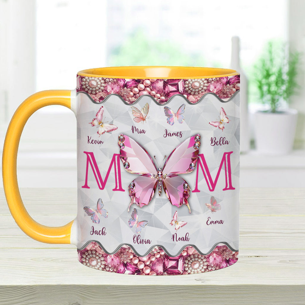 Mom And Children Butterflies - Personalized Mother Accent Mug
