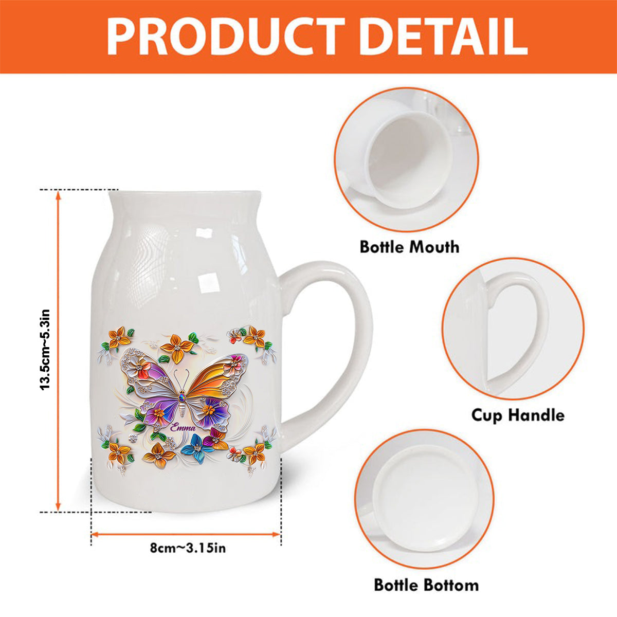 Atemberaubende Schmetterlings-, Libellen- und Kolibri-Vase – personalisierte Schmetterlings-Keramikvase