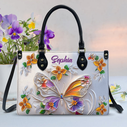 Atemberaubender Schmetterling – personalisierte Schmetterlings-Lederhandtasche