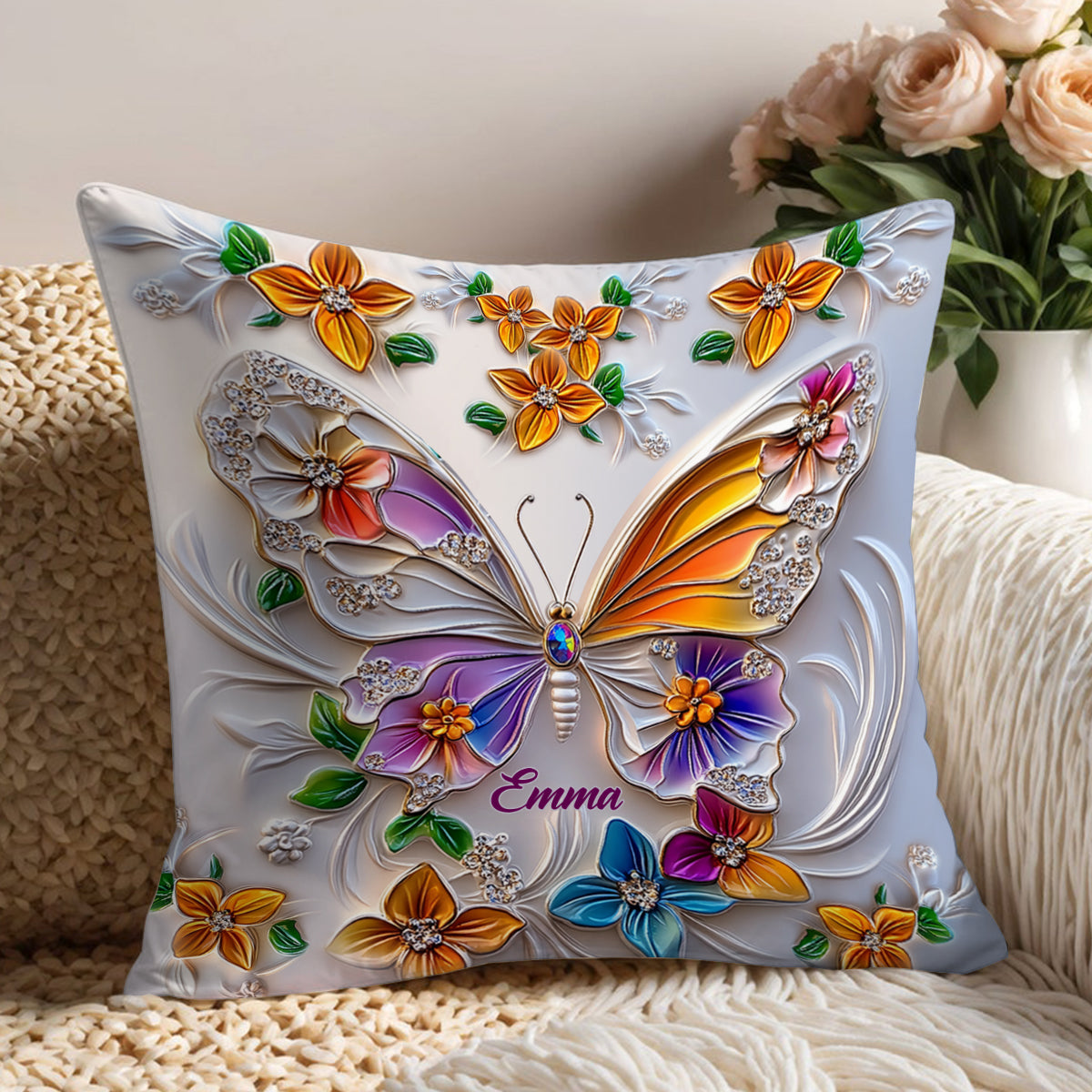 Coussin papillon personnalisé - Magnifique coussin décoratif papillon
