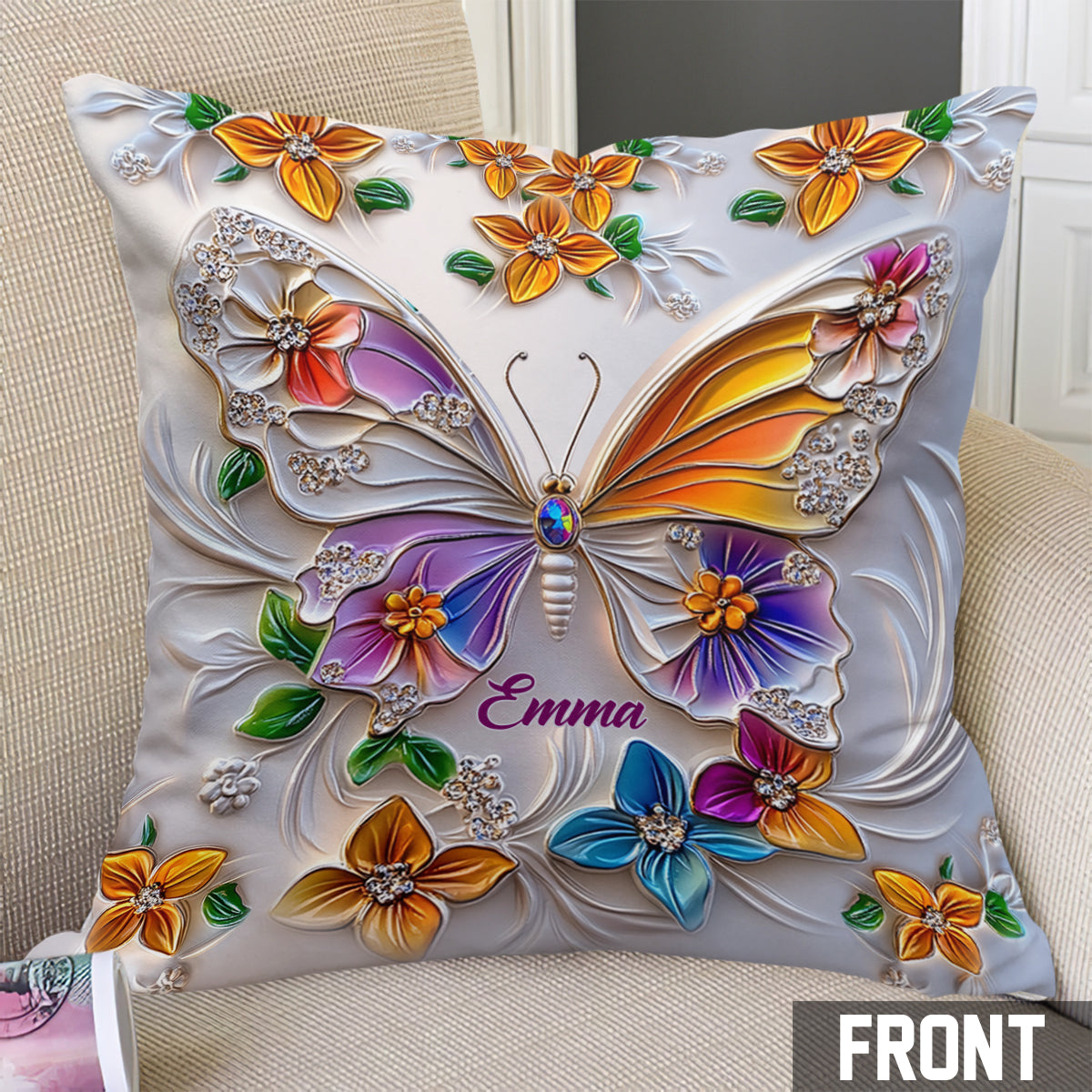 Coussin papillon personnalisé - Magnifique coussin décoratif papillon