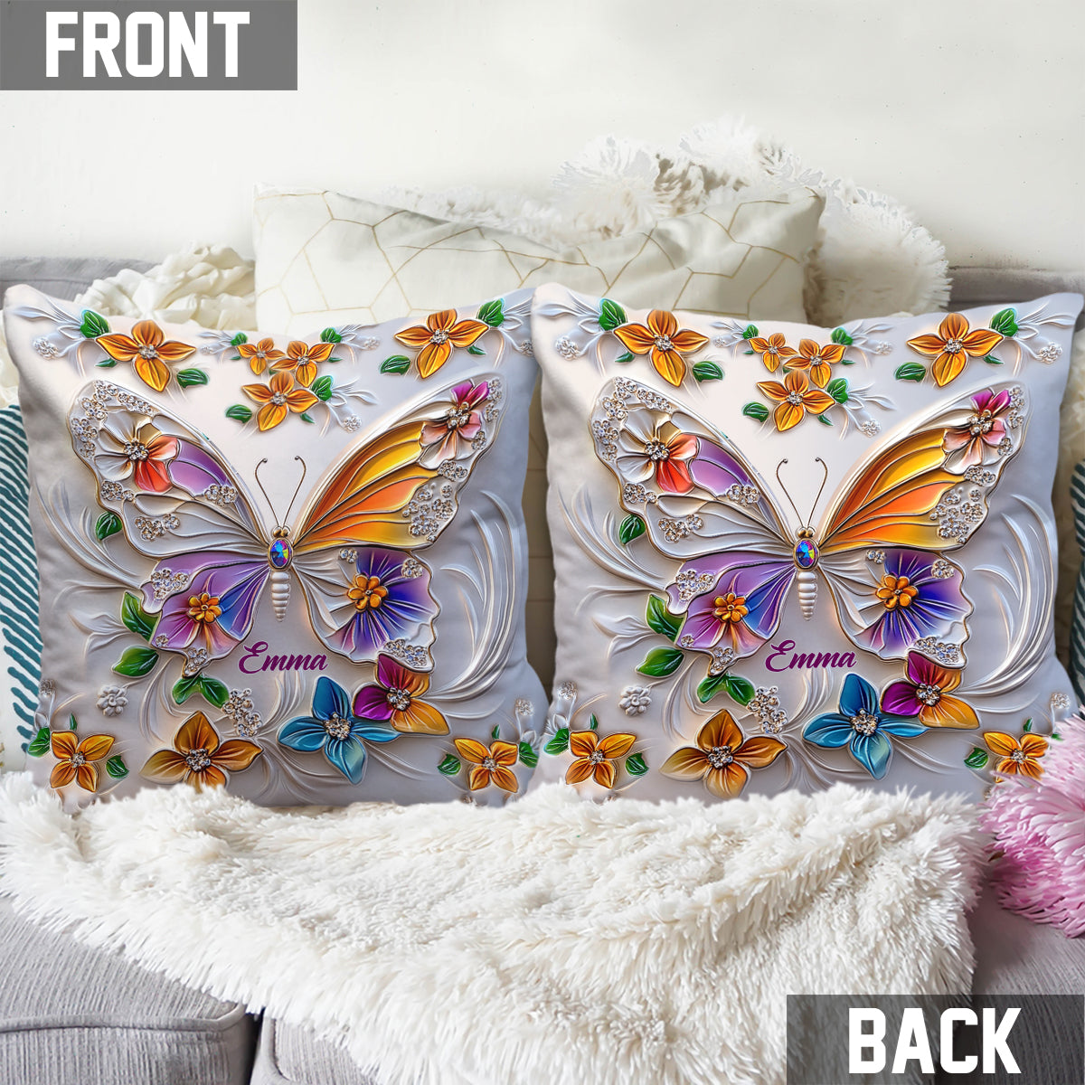 Coussin papillon personnalisé - Magnifique coussin décoratif papillon