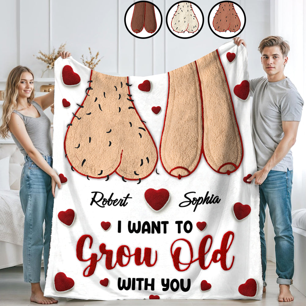 I Want To Grow Old With You - Personalized Couple Blanket