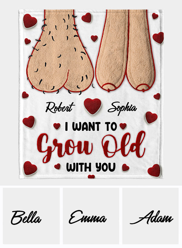I Want To Grow Old With You - Personalized Couple Blanket