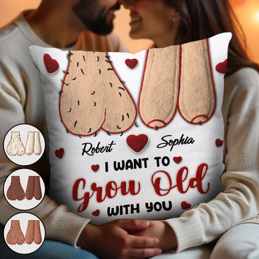 I Want To Grow Old With You - Personalized Couple Throw Pillow