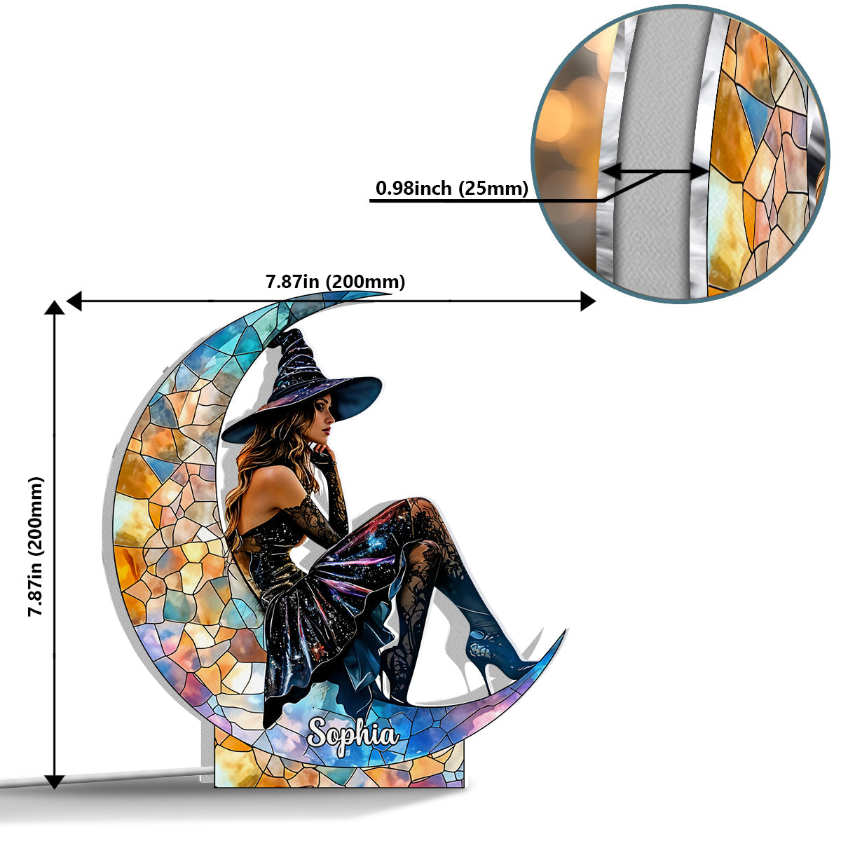 On The Moon - Personalized Witch Shaped Light Box