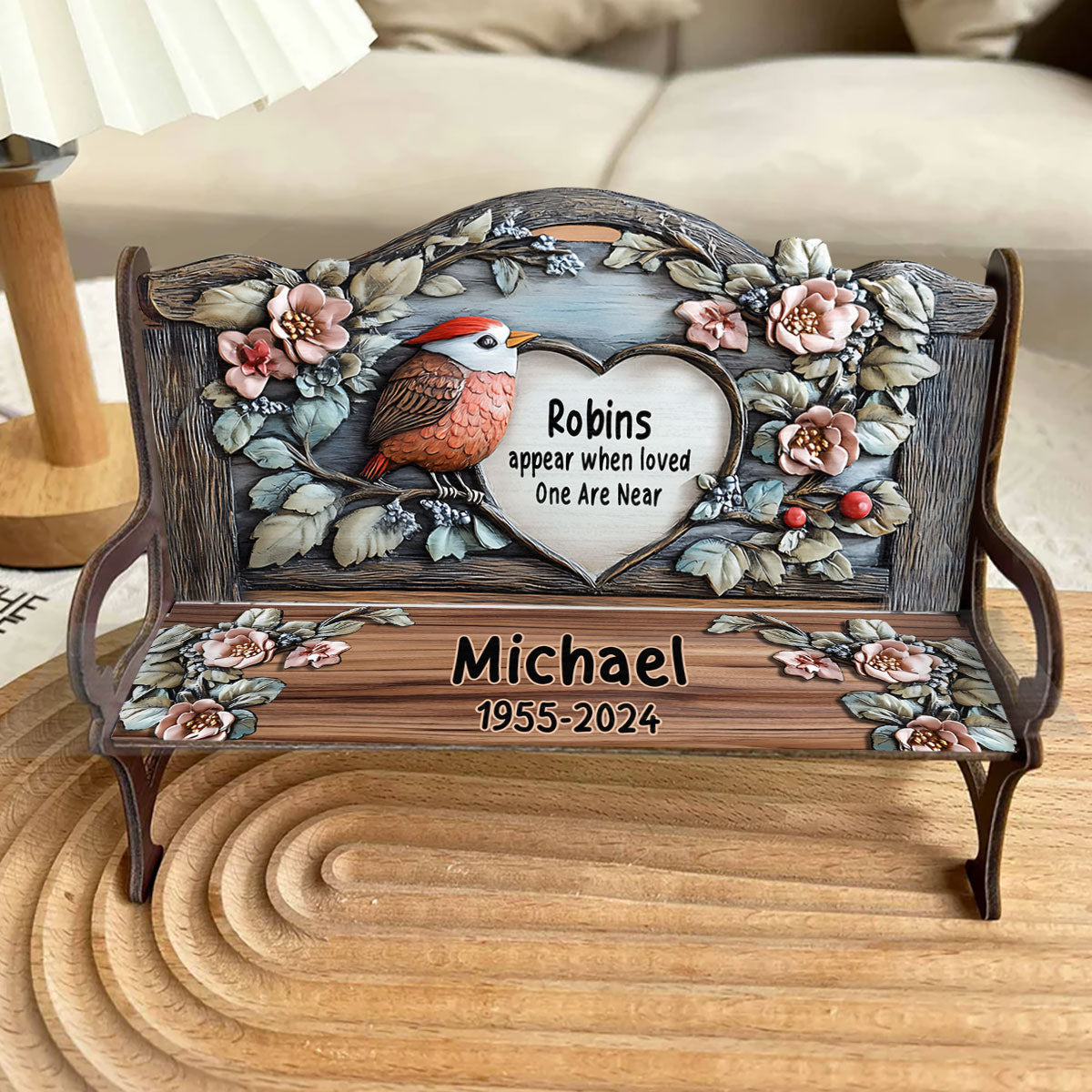Cardinals Appears When Angel Are Near - Personalized Memorial Wooden Bench